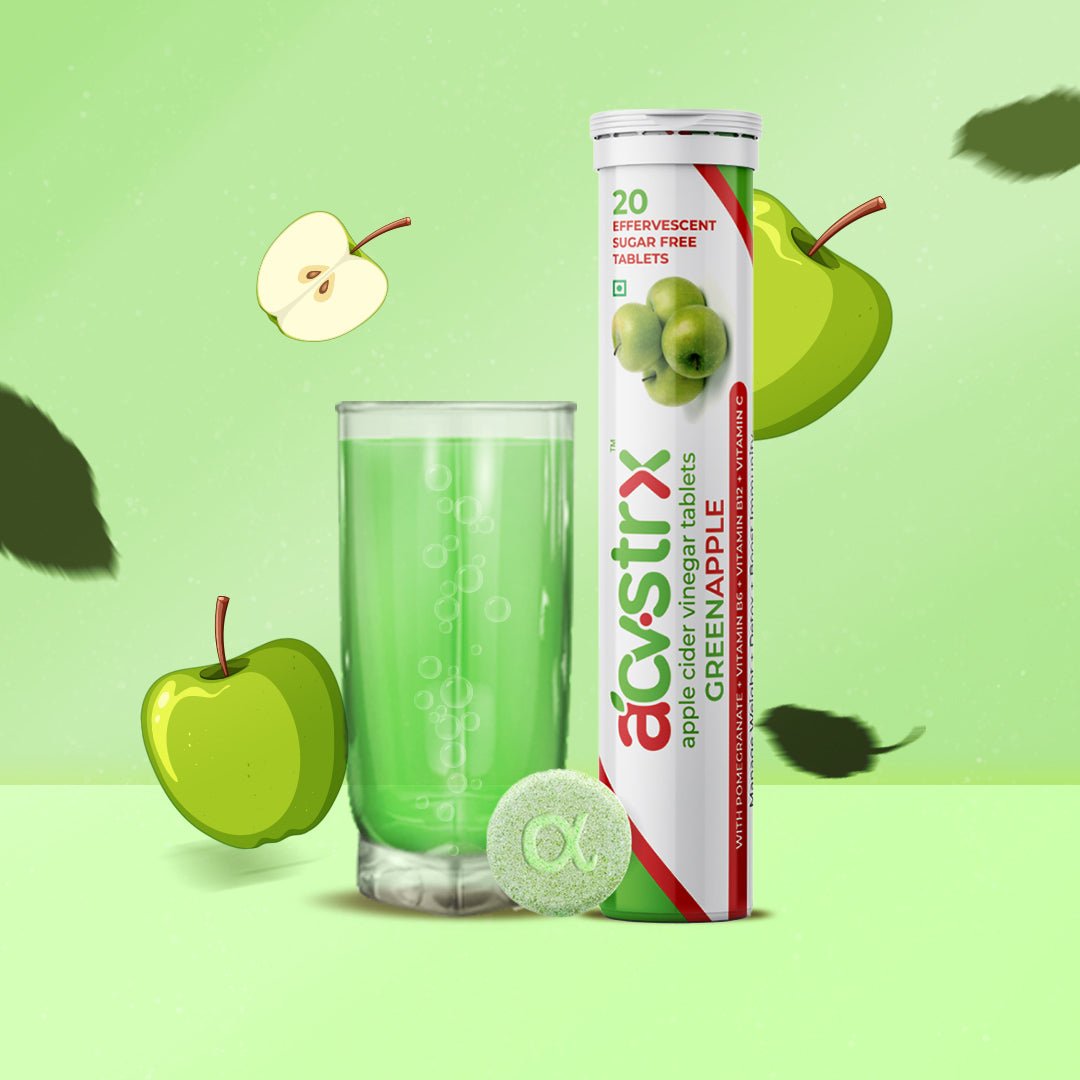 ACVSTRX Apple Cider Vinegar Tablets (Green Apple 20 Tabs) - Anisue Healthcare Pvt Ltd