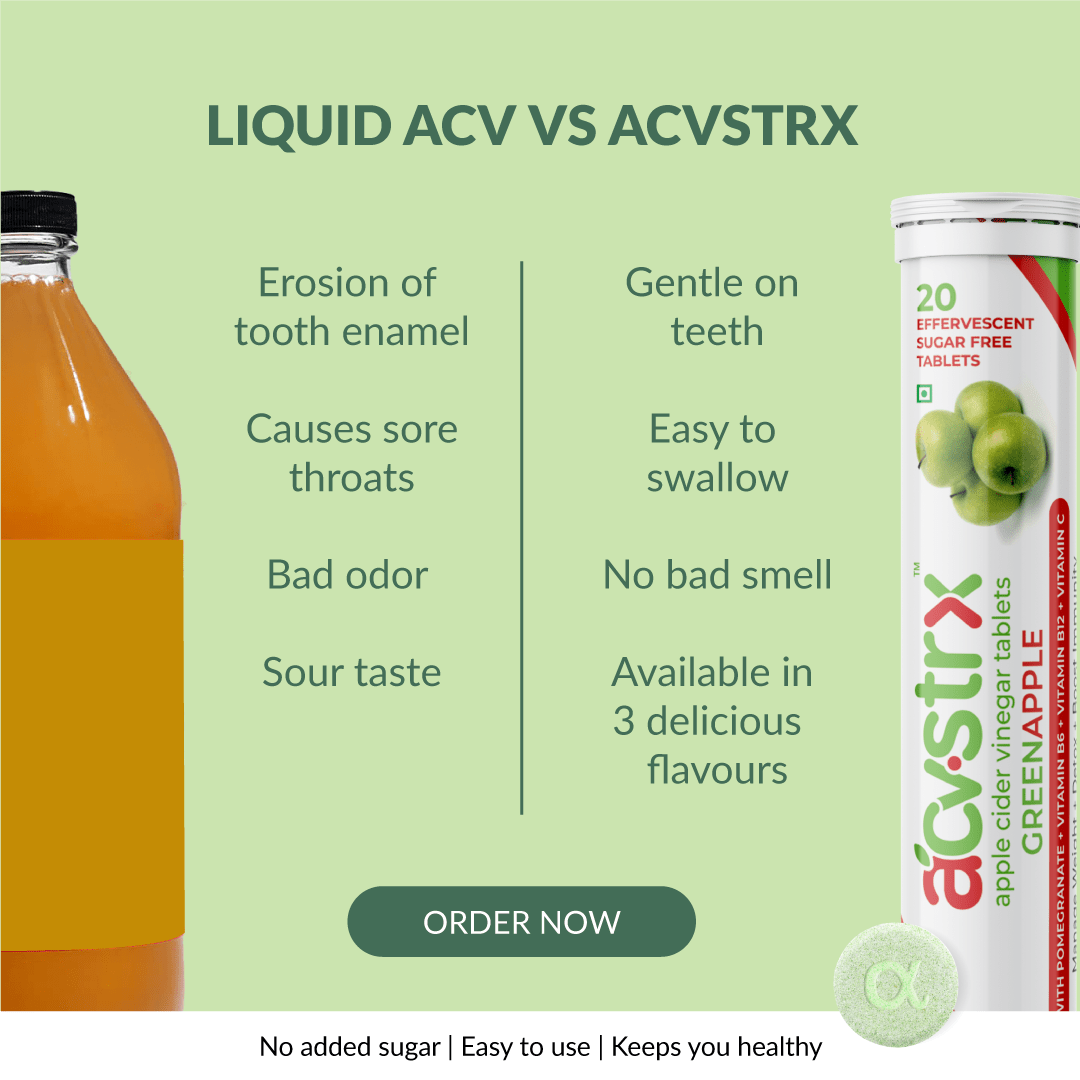 ACVSTRX Apple Cider Vinegar Tablets (Green Apple 20 Tabs) - Anisue Healthcare Pvt Ltd
