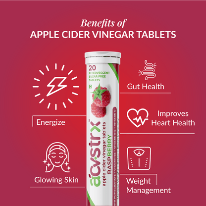 ACVSTRX Apple Cider Vinegar Tablets (Raspberry 20 Tabs) - Anisue Healthcare Pvt Ltd