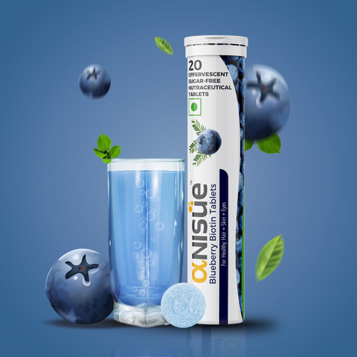 Biotin Tablets -Vitamin B7 (Blueberry, 20 Tabs) - Anisue Healthcare Pvt Ltd