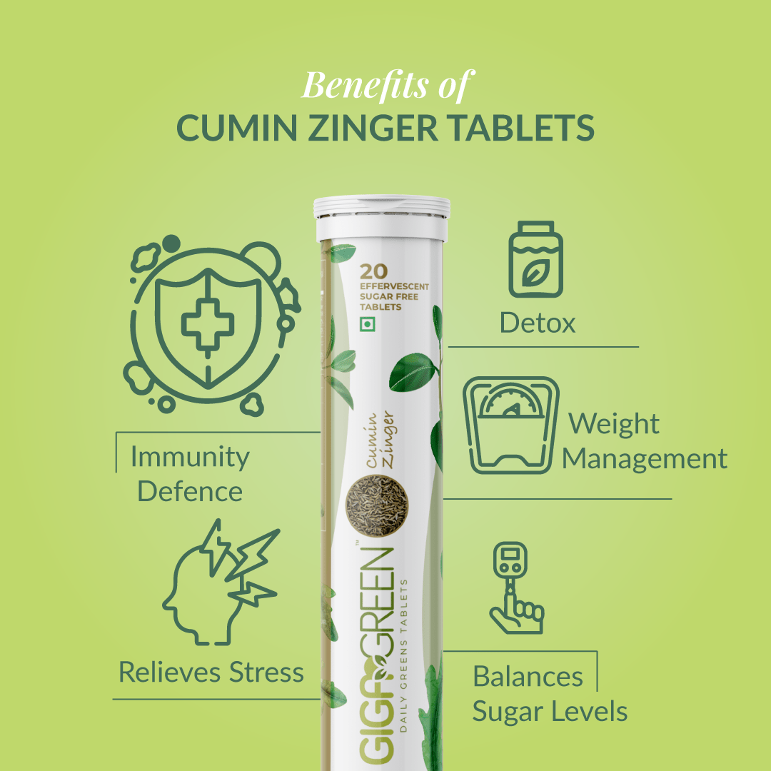 Gigagreen Daily Green Tablet (Cumin Zinger (JalJeera) , 20 Tabs) - Anisue Healthcare Pvt Ltd